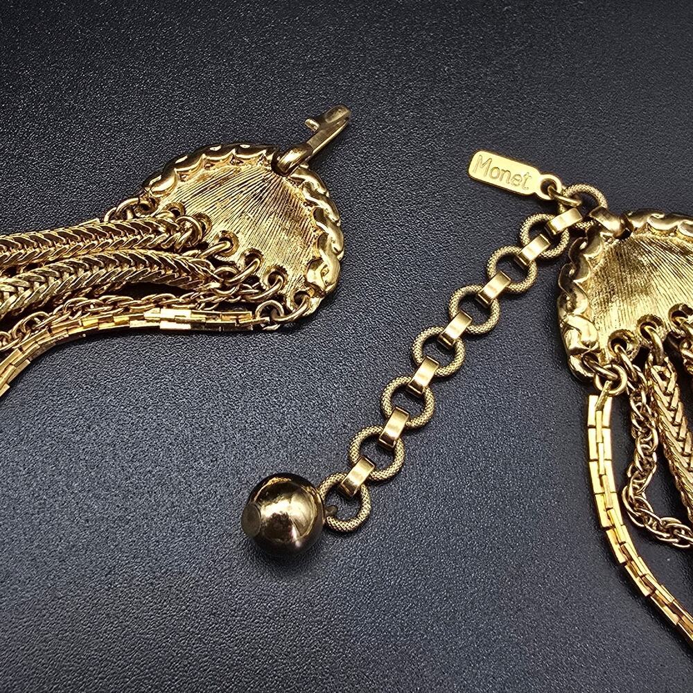 Monet Layered Gold Tone Chain Necklace Vintage Costume Jewelry - Picture 3 of 7